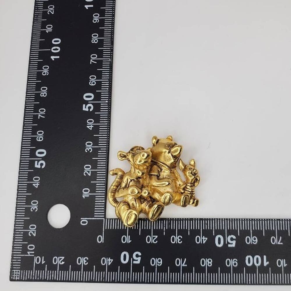 Vintage Disney Winnie the Pooh Tigger Piglet Gold Brooch - Picture 4 of 4